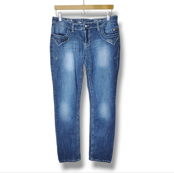 Apple Bottom Jeans Size 11/12 Womens 32 Low Rise Y2K Denim Flap Pockets - Picture 1 of 9